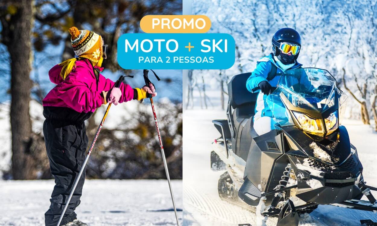 PROMO PARA 2: DIA E AULA DE SKI NÓRDICO + MOTO DE NEVE